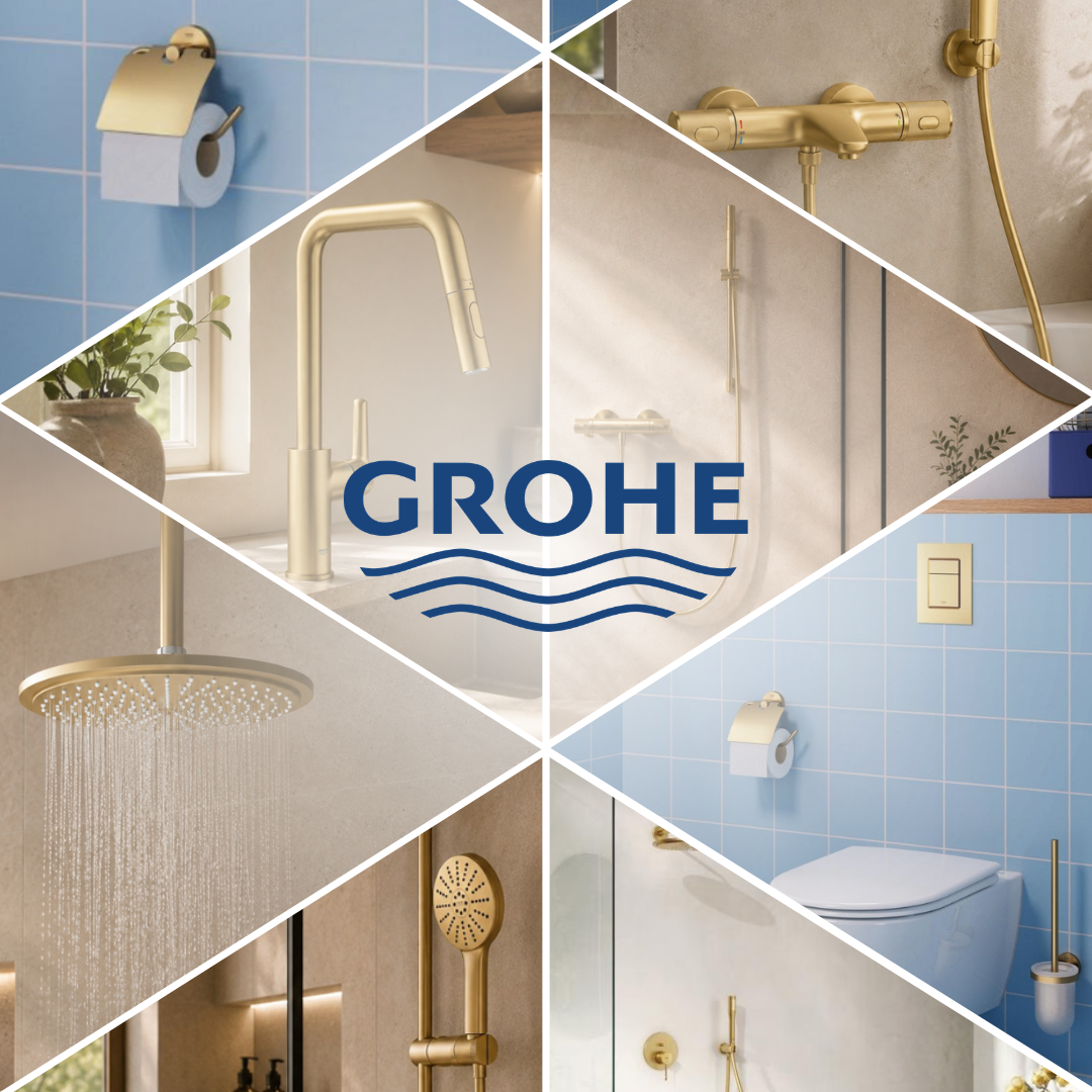 Paysage horizontal, photo réaliste d'une salle de bain contemporaine lumineuse, matières minérales, robinetterie design, ambiance premium et apaisante