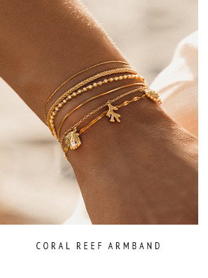 Coral reef Armband - gelb vergoldete Armkette mit Muschel und Korall Charm