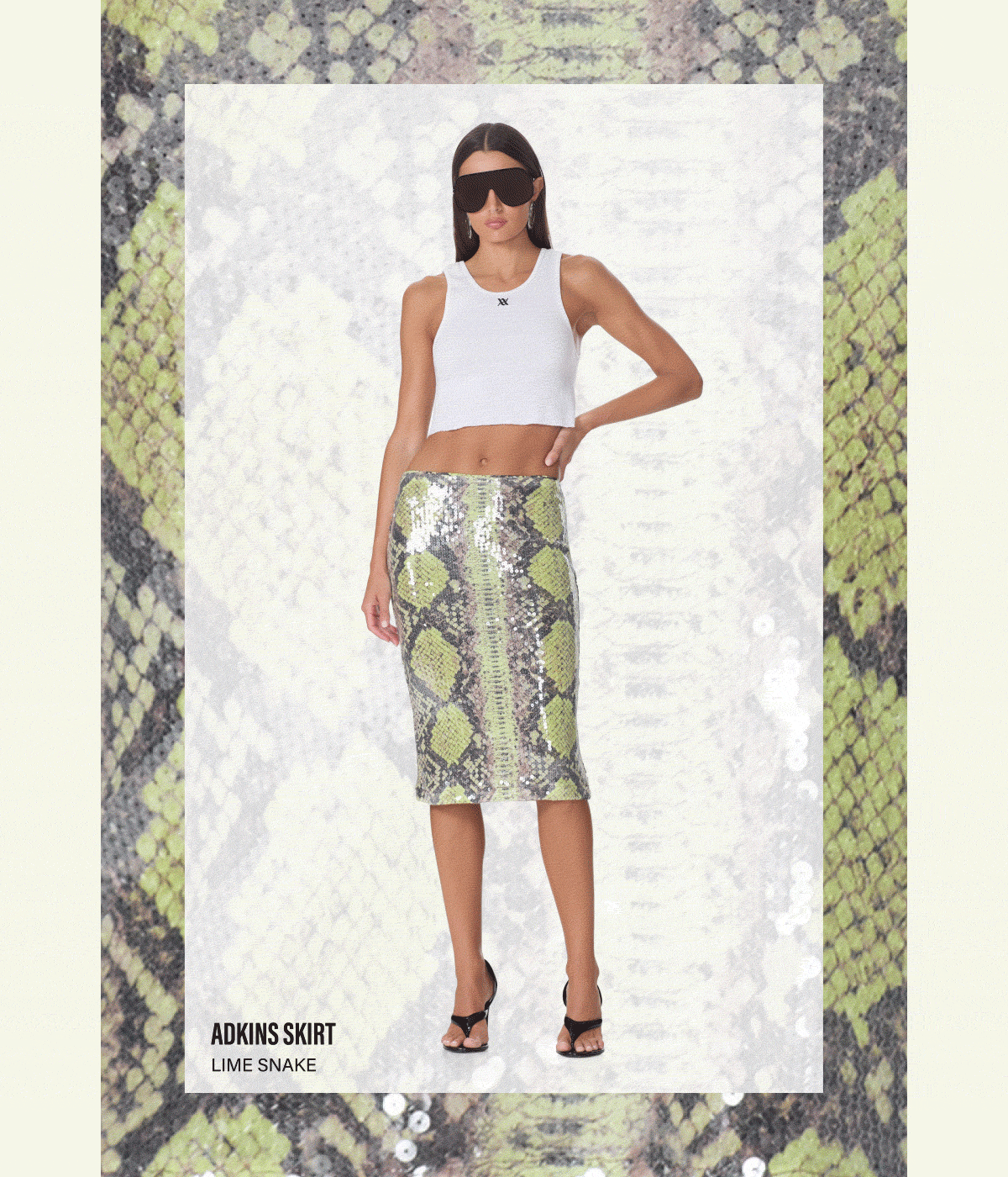 ADKINS SKIRT IN LEOPARD AND LIME SNAKE