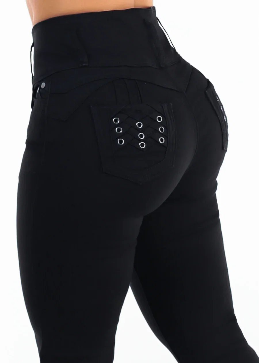 Image of MX JEANS Butt Lift Super High Waist Stretch Skinny Jeans Black