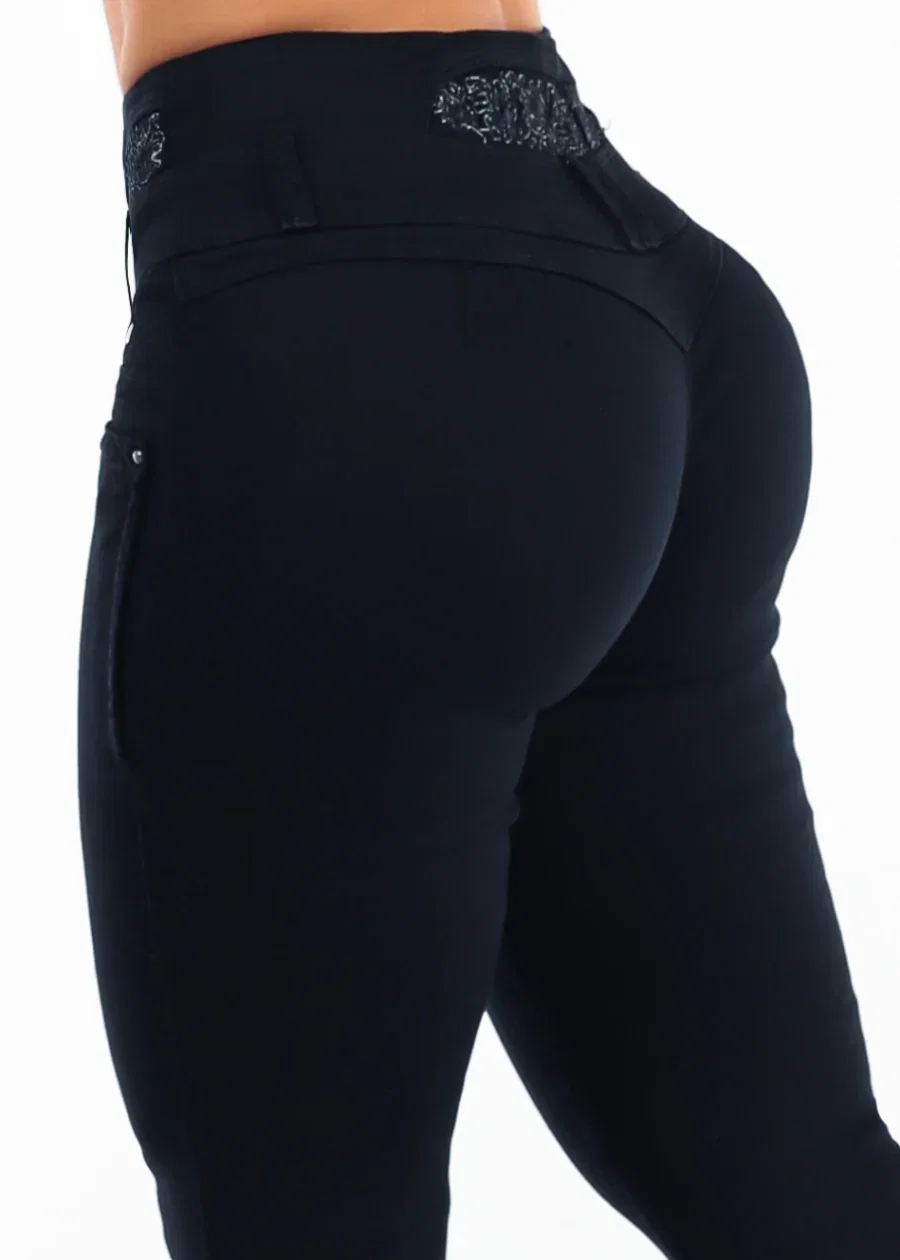 Image of MX JEANS Embroidered Back Butt Lift Stretch Skinny Jeans Black