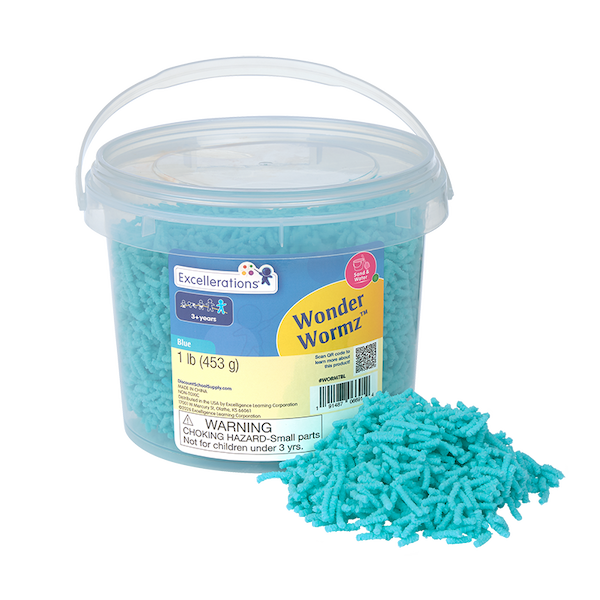 Excellerations® Wonder Wormz™ Sensory Tub - 1 lb Blue Wiggle Sensory Material