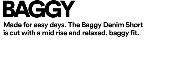 Baggy Denim Short, mid rise relaxed baggy fit