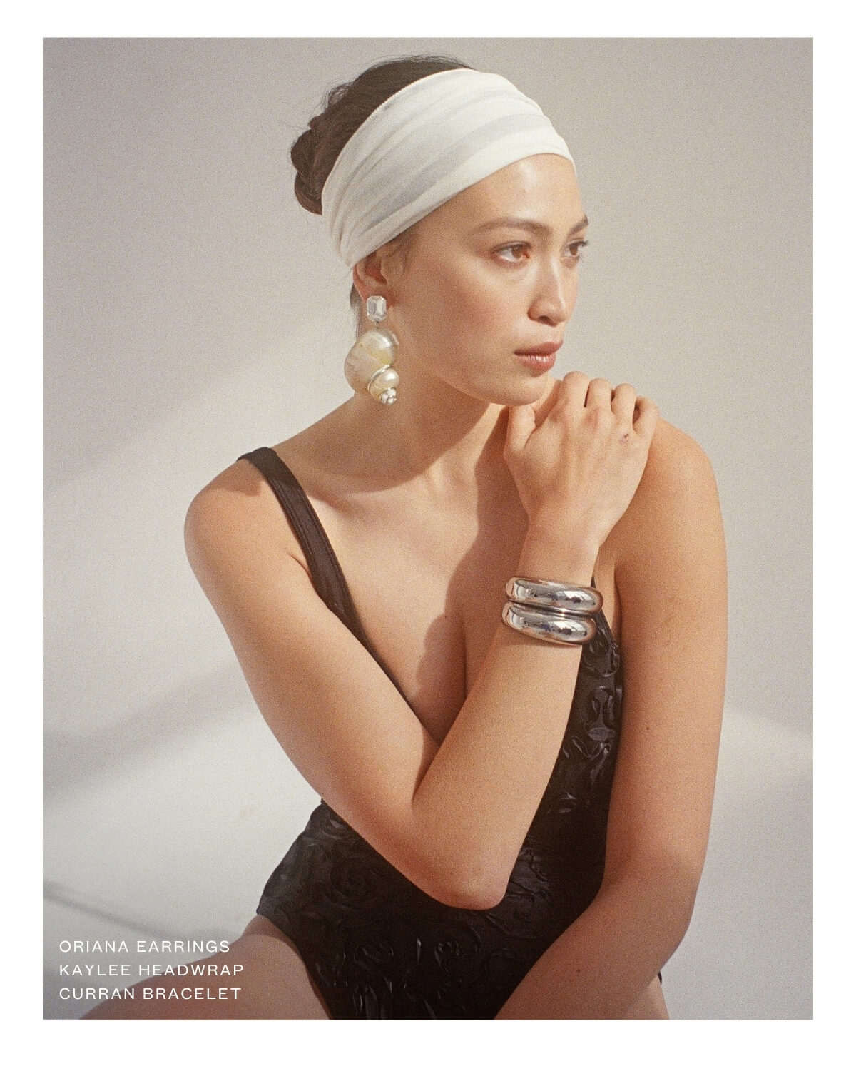 Oriana eaarings - Kaylee Headwrap - Curran bracelet