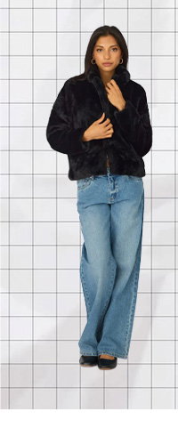 Black Fur Jacket Collared