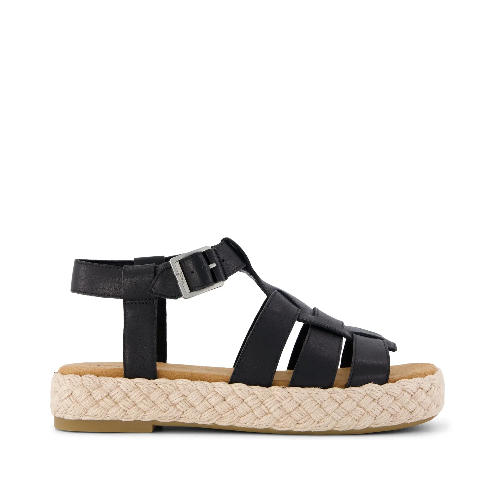 Womens Jac Fisherman Sandal Black Leather - 5 