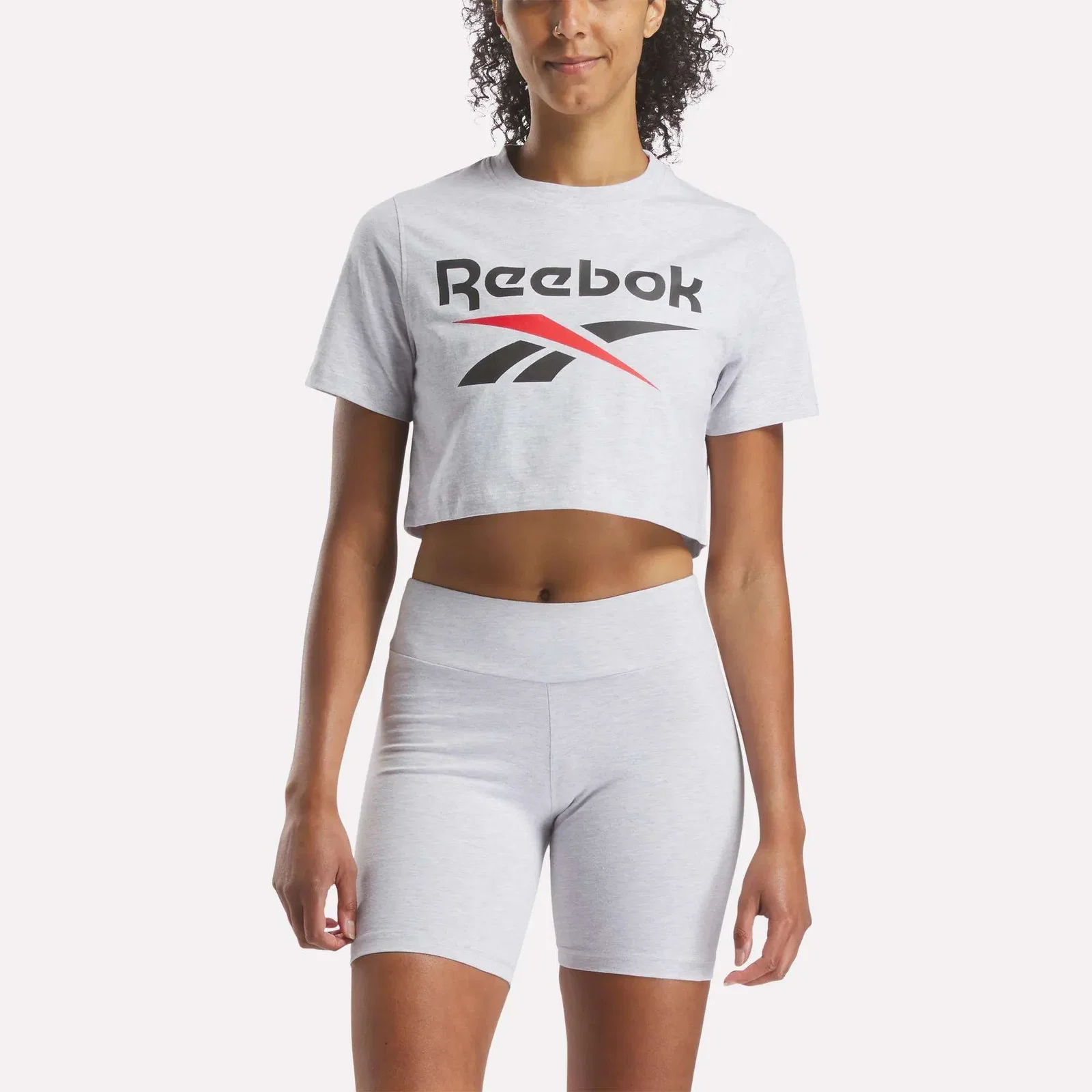 Image of Women's Two-Color Logo Crew Cropped Short Sleeve Tee