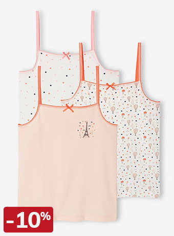 Pack of 3 Fancy Vests for Girls - pale pink