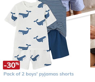Pack of 2 boys' pyjamas shorts - blue