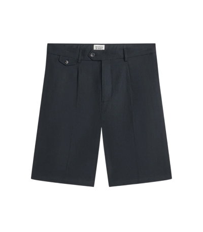 Pleated Linen-Blend Herringbone Wide Fit Chino Shorts