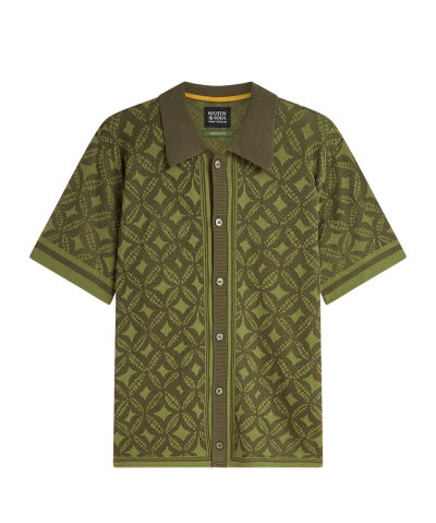 Jacquard Knitted Short-Sleeved Shirt