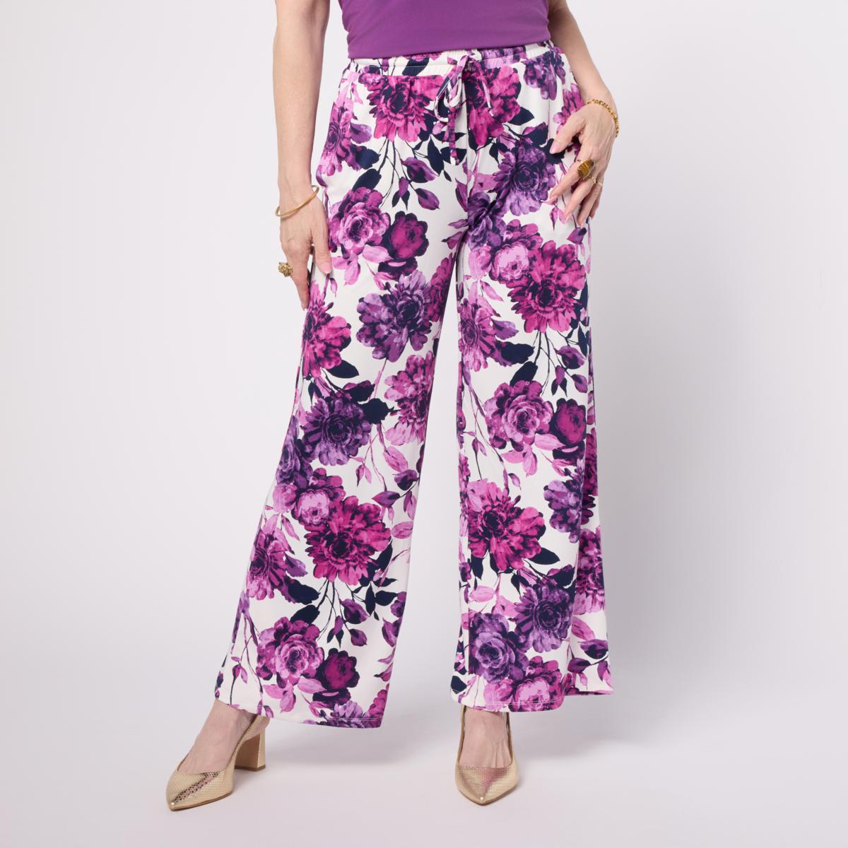 Nina Leonard Elastic Waist Wide Leg Drawstring Pant