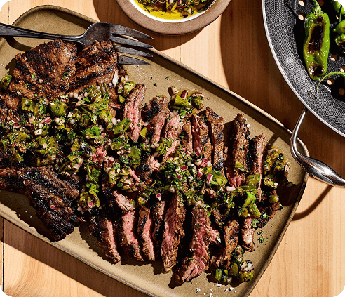 Grilled Steak with Shishito Chimichurri