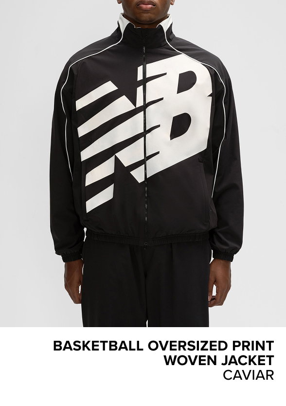 Basketball Oversized Print Woven Jacket CAVIAR