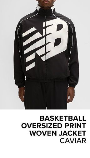 Basketball Oversized Print Woven Jacket CAVIAR