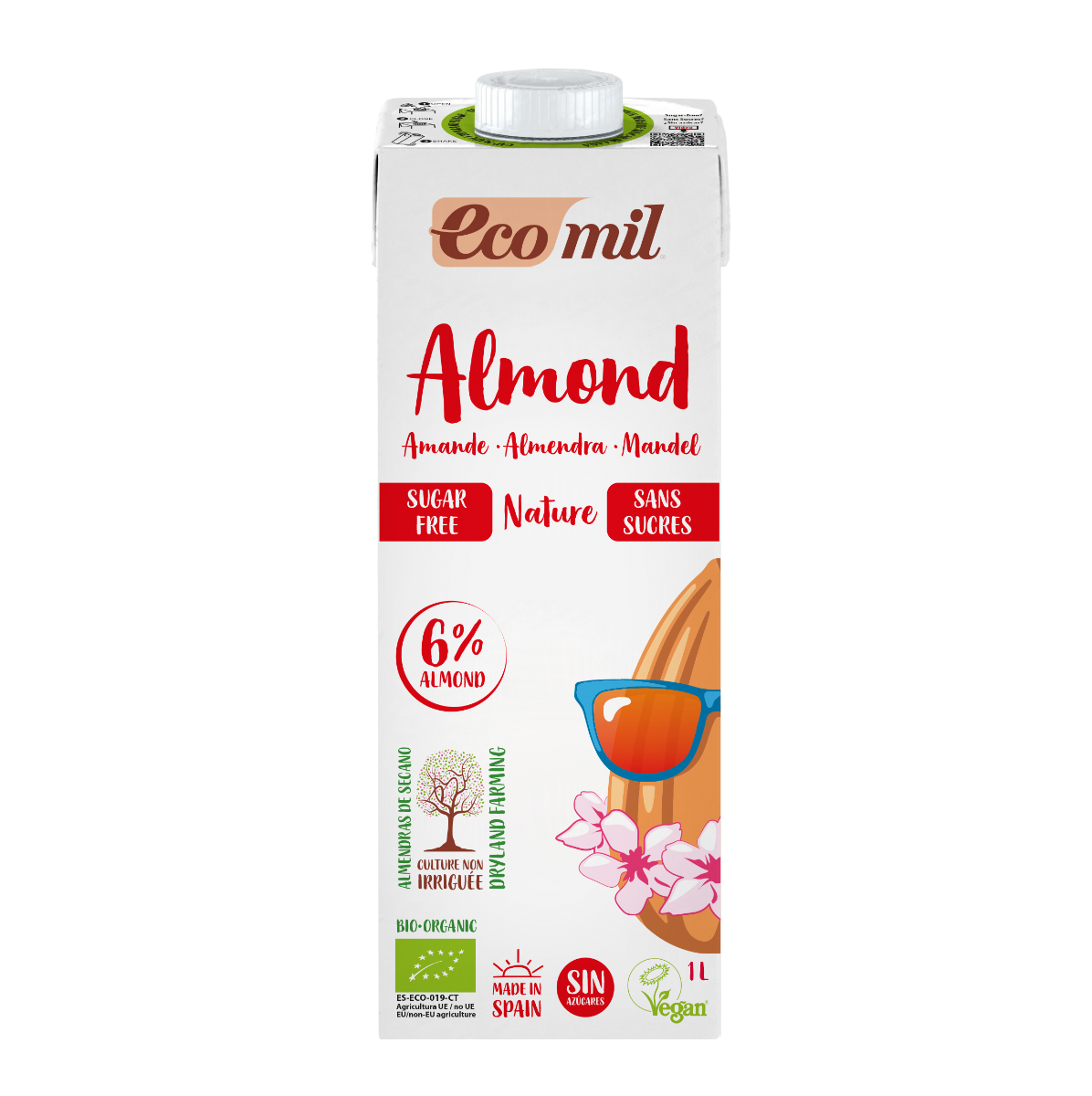 Image of Ecomil Amandeldrink zonder suikers, 1L