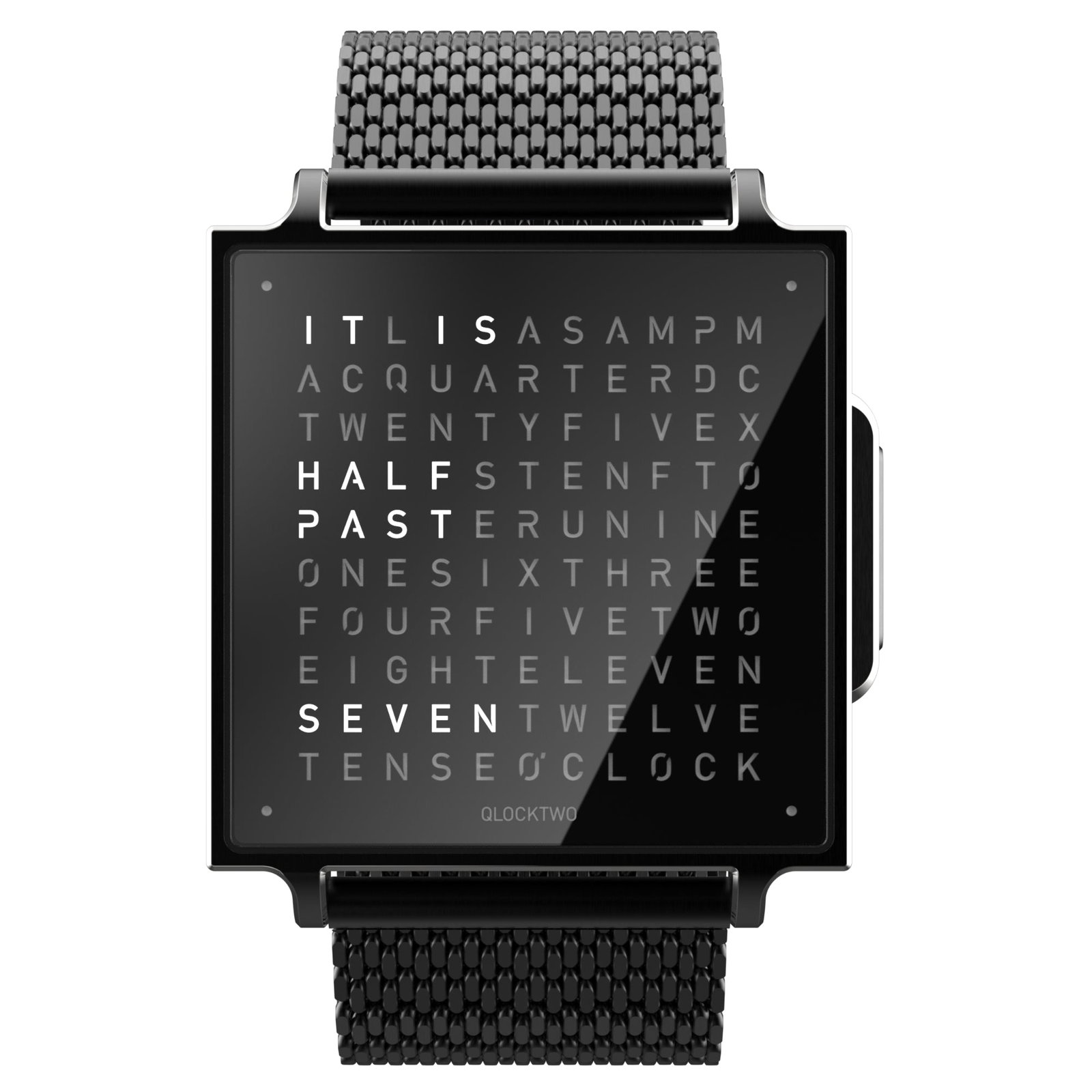 Qlocktwo W Black Steel Quartz Watch