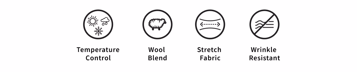 Temperature Control | Wool Blend | Stretch Fabric | Wrinke Resistant