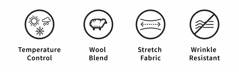 Temperature Control | Wool Blend | Stretch Fabric | Wrinke Resistant