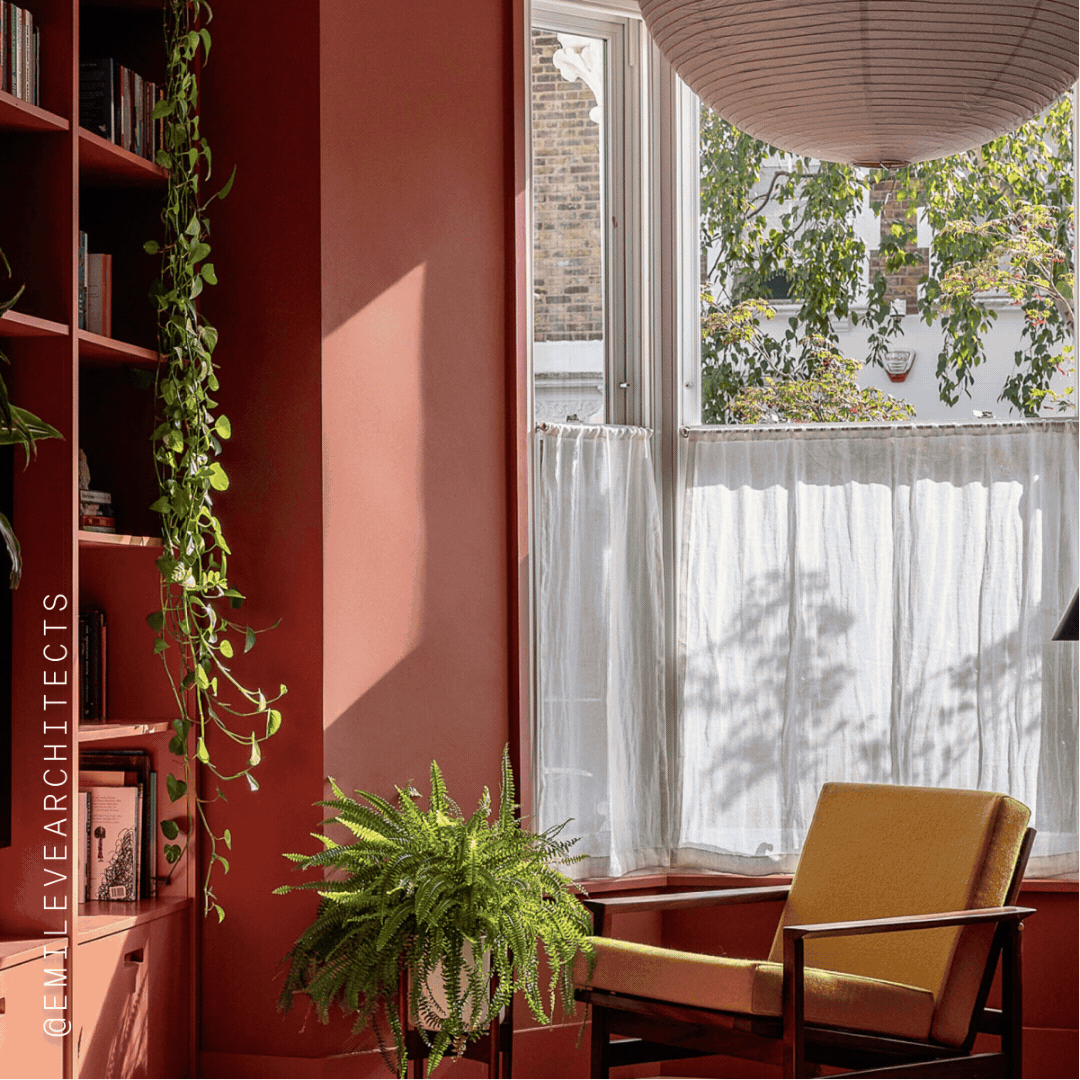 Various spaces using red paint