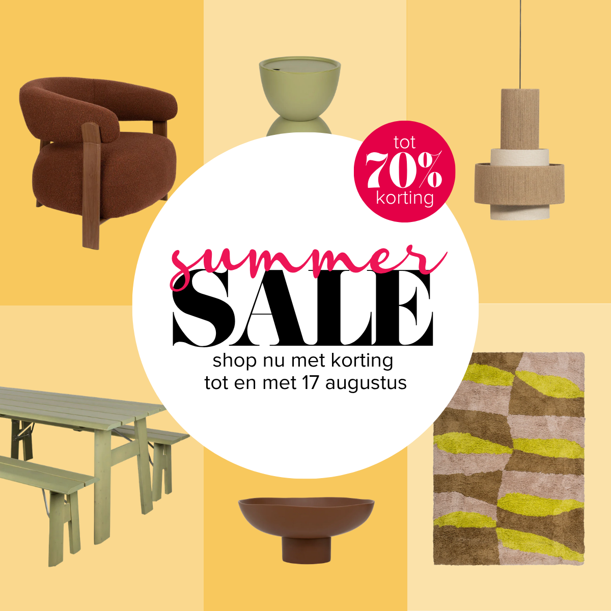 Van stijlvolle meubels tot sfeervolle accessoires: tot 17 augustus shop je jouw zomerfavorieten met een flinke korting.