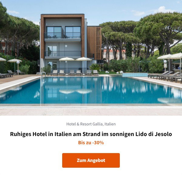 Ruhiges Hotel in Italien am Strand im sonnigen Lido di Jesolo