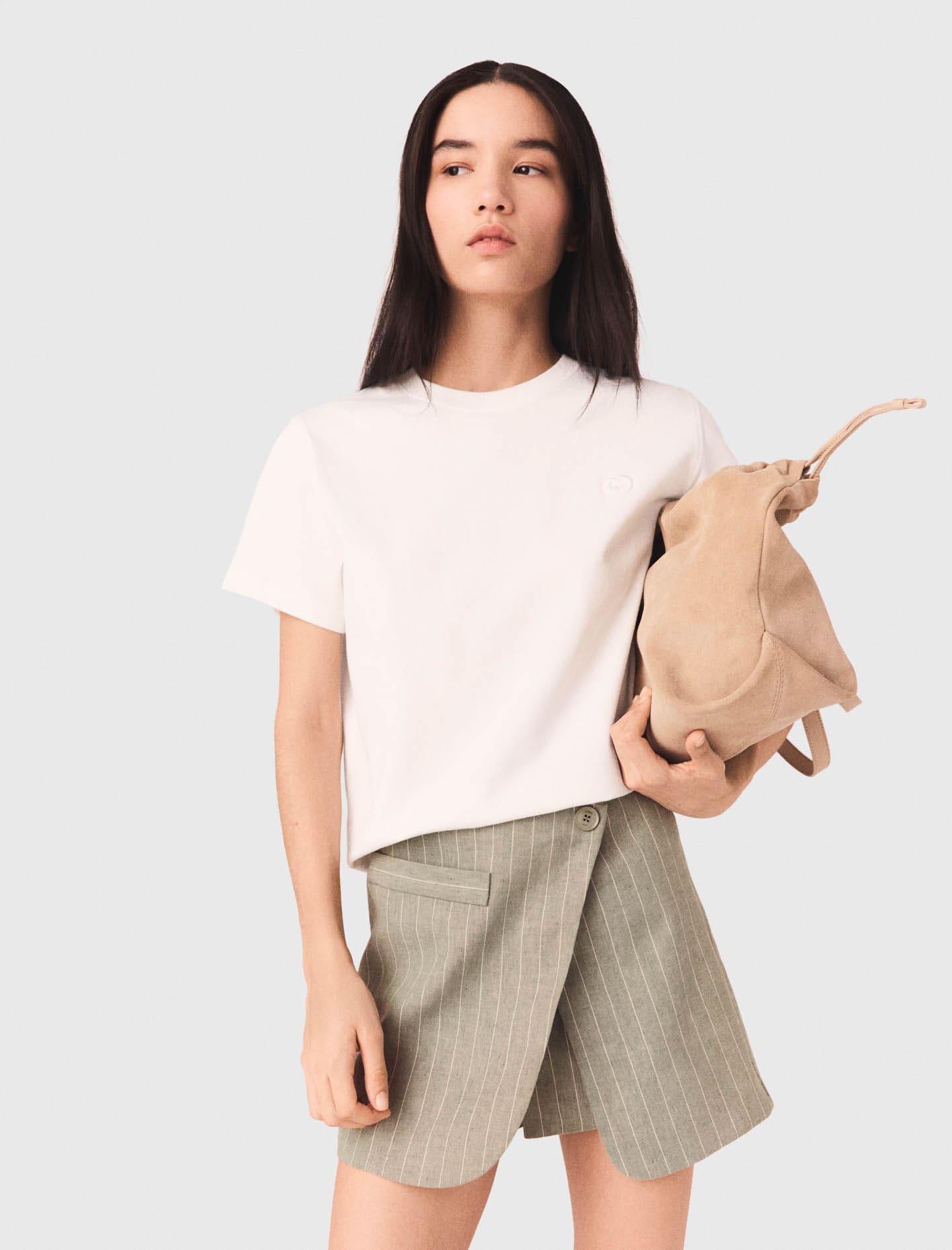Short trompe l'œil en lin mélangé