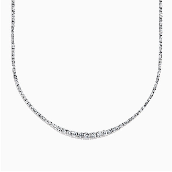Lab Grown Round Diamond 12.00ct Graduated Tennis Necklace in 14K White Gold