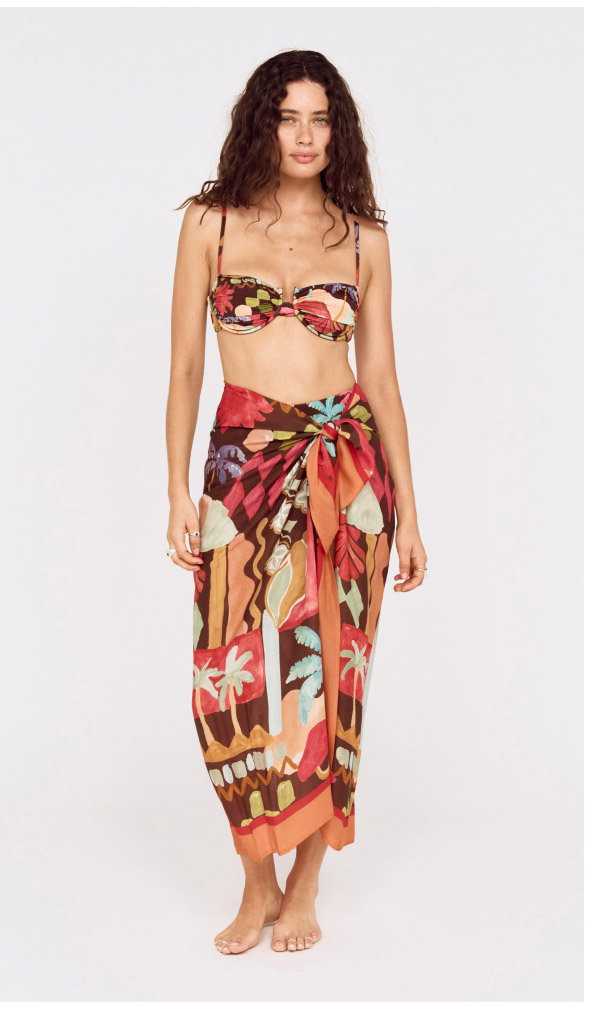 Vinatage Coastal Print Long Sarong