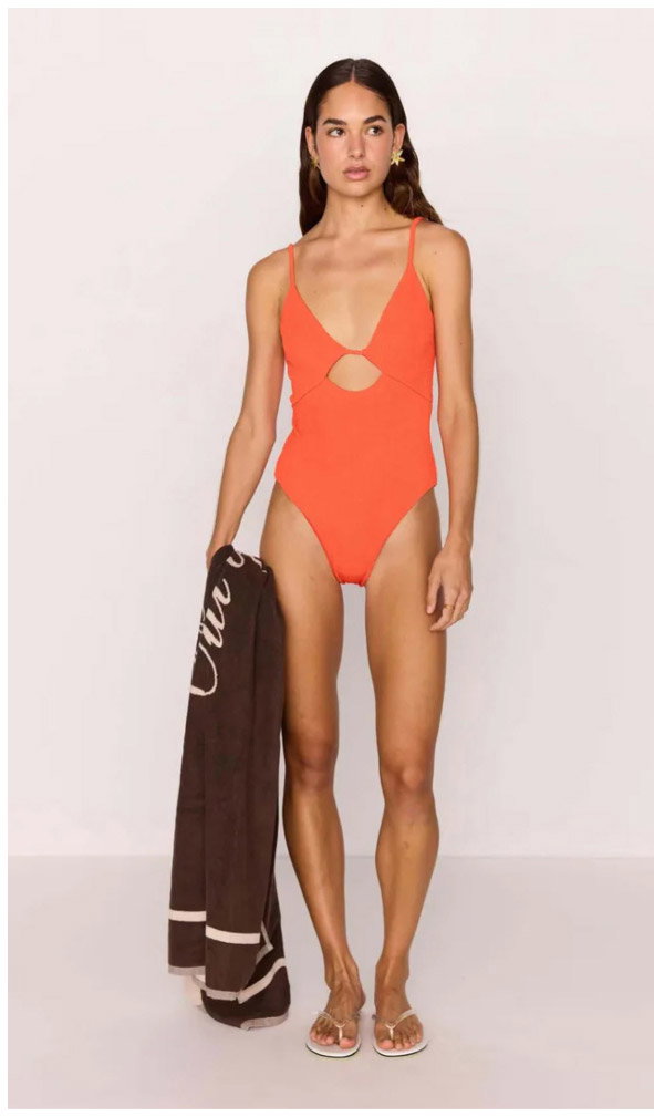 Flame red Cut-Out Swimsuit