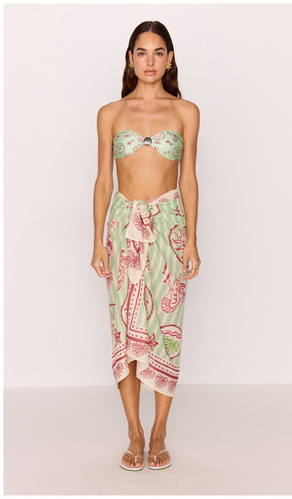 Green Stripe Printed Sarong