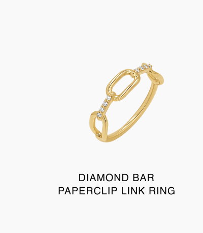 Diamond Bar Paperclip Link Ring