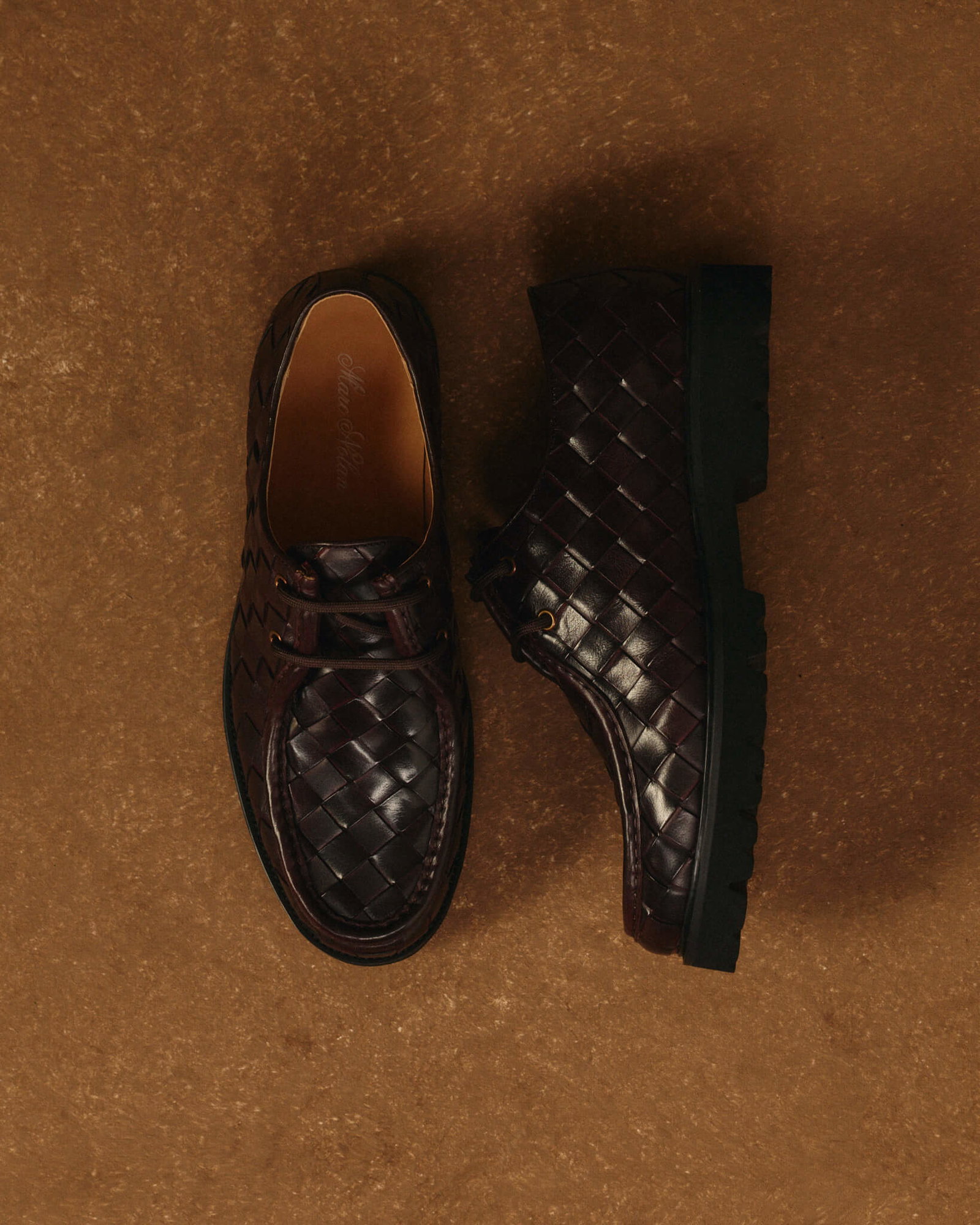 Montana Burgundy Woven Leather Moc Toe Derbys