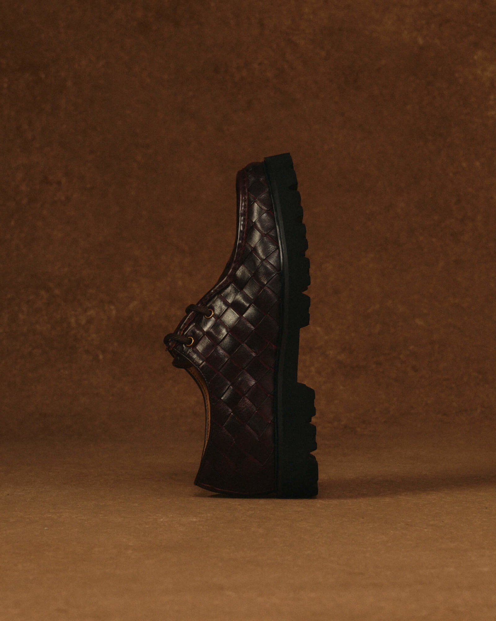 Montana Burgundy Woven Leather Moc Toe Derbys