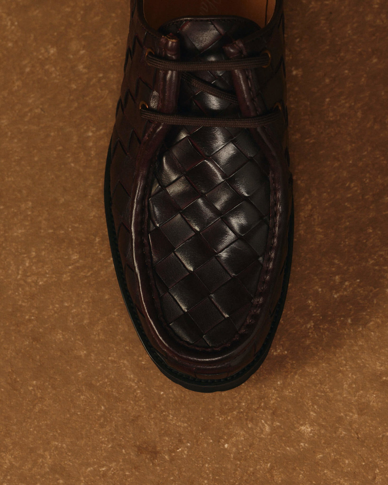 Montana Burgundy Woven Leather Moc Toe Derbys