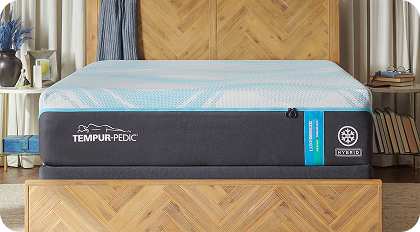 Customer review on Tempur-Luxe Breeze Medium Hybrid mattress: Perfect firmness with enough softness so my shoulders & hips don’t hurt while side sleeping. The cooling technology really works, too.”