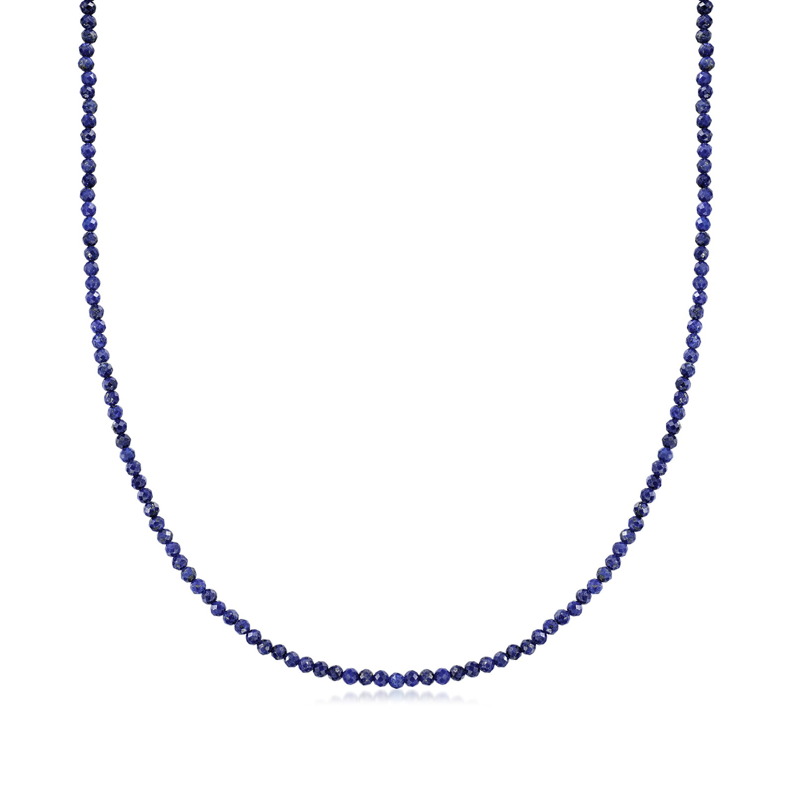 Image of 3-3.5mm Lapis Bead Necklace with 18kt Gold Over Sterling