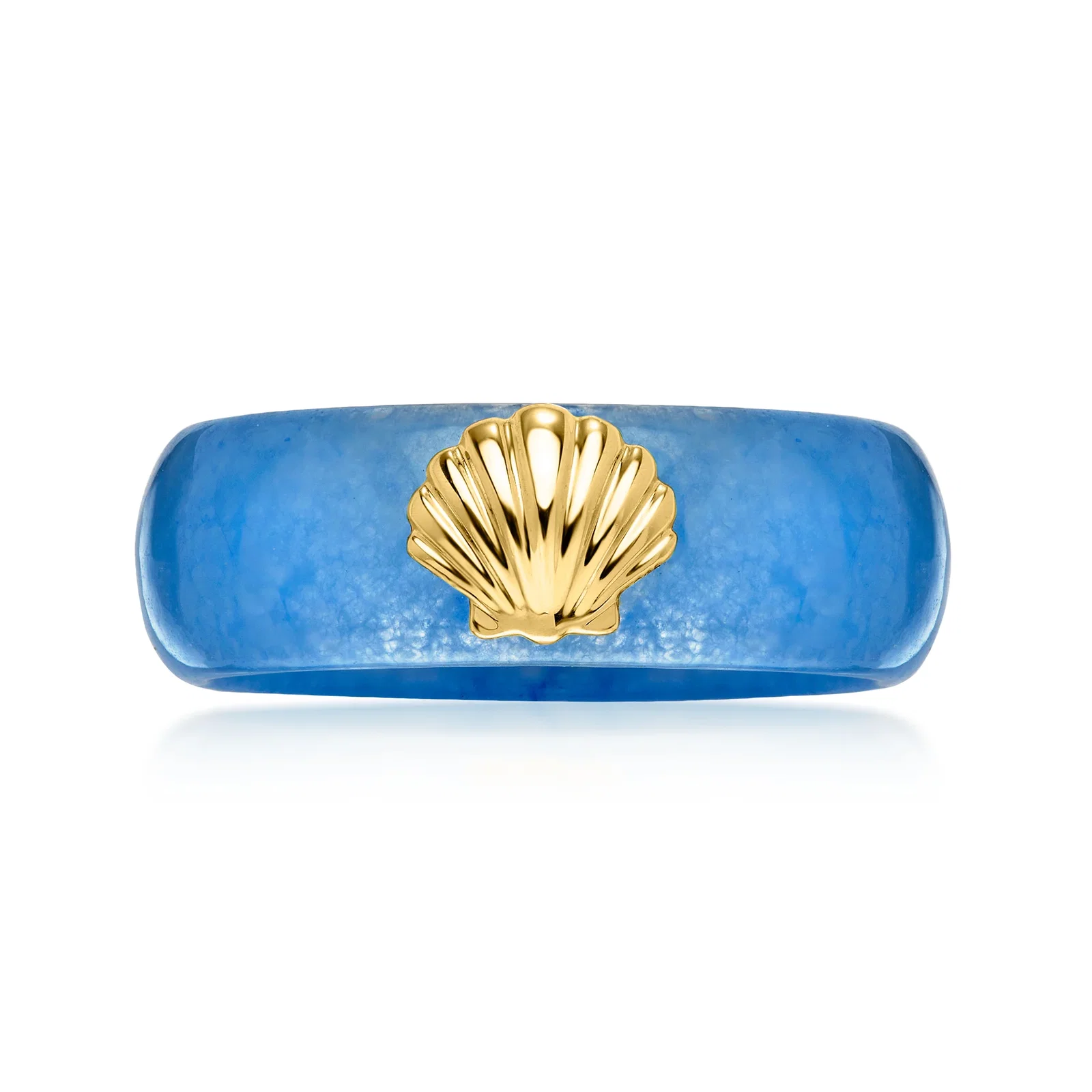 Image of Blue Jade Seashell Ring with 18kt Gold Over Sterling