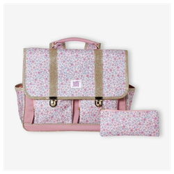 Geblümte Mädchen Schultasche & Federmappe mit Glitzer-Details personalisierbar - bonbonrosa