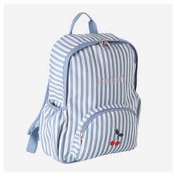 Gestreifter Rucksack mit Kirschmotiv Mädchen personalisierbar - blau