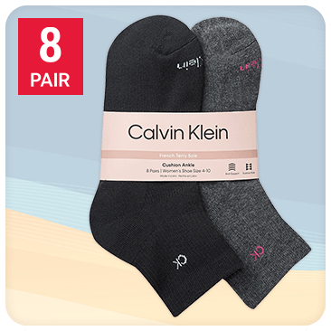 Calvin Klein Women's High Quarter Sock, 8-pair
