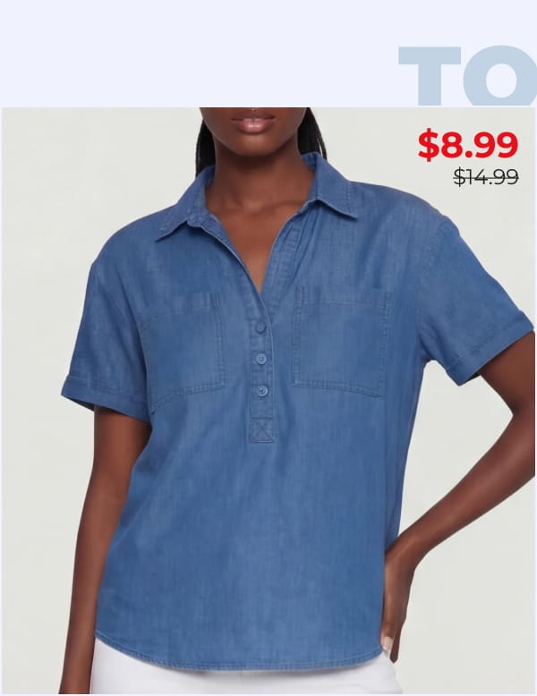 Shop Short Sleeve Collared Half Button Front Top