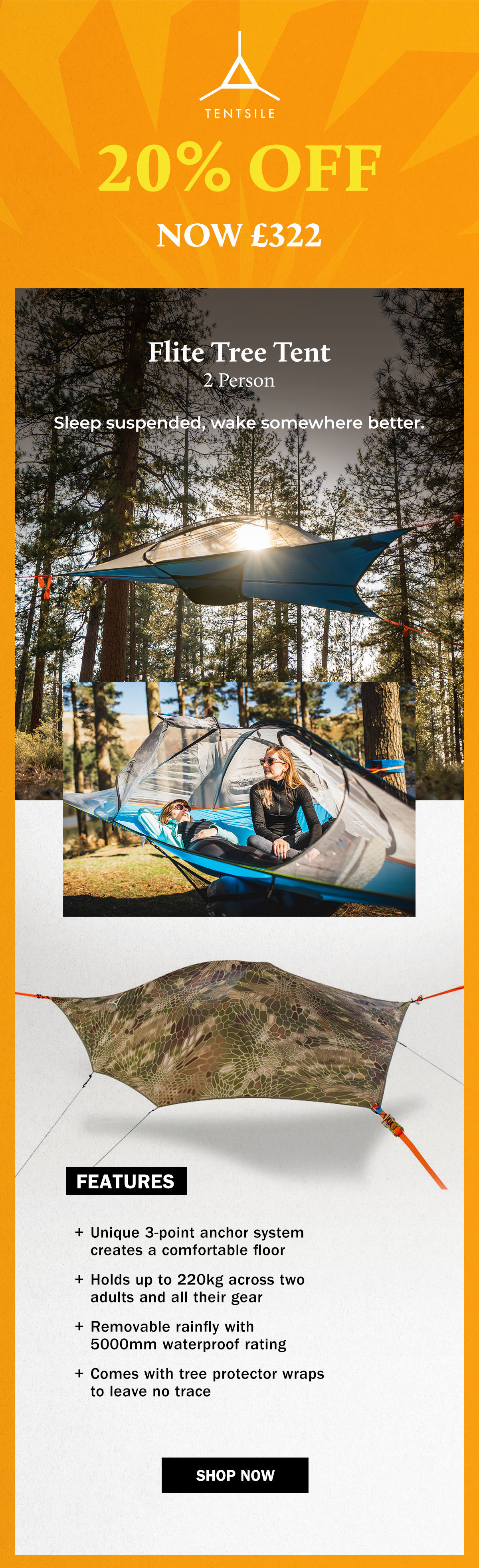 Tentsile Flite Tree Tent | 20% Off  | WildBounds Summer Sale