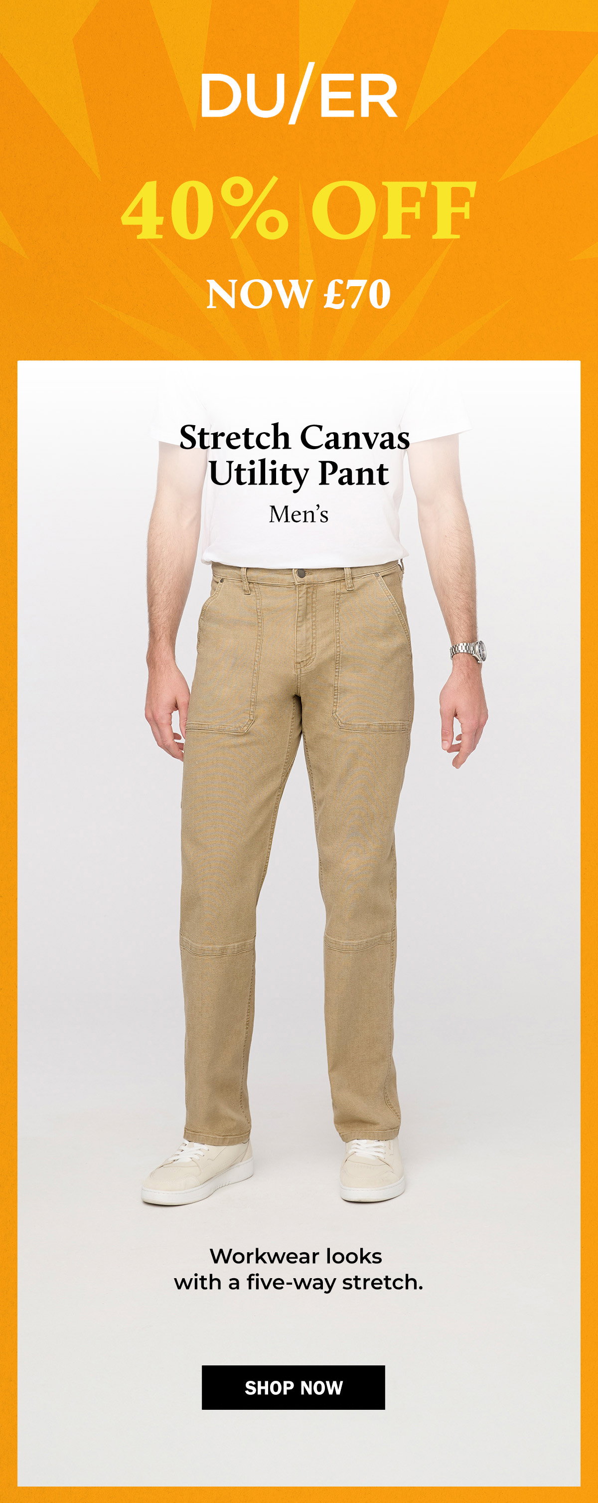 DUER Stretch Canvas Utility Pant | 40% Off | WildBounds Summer Sale