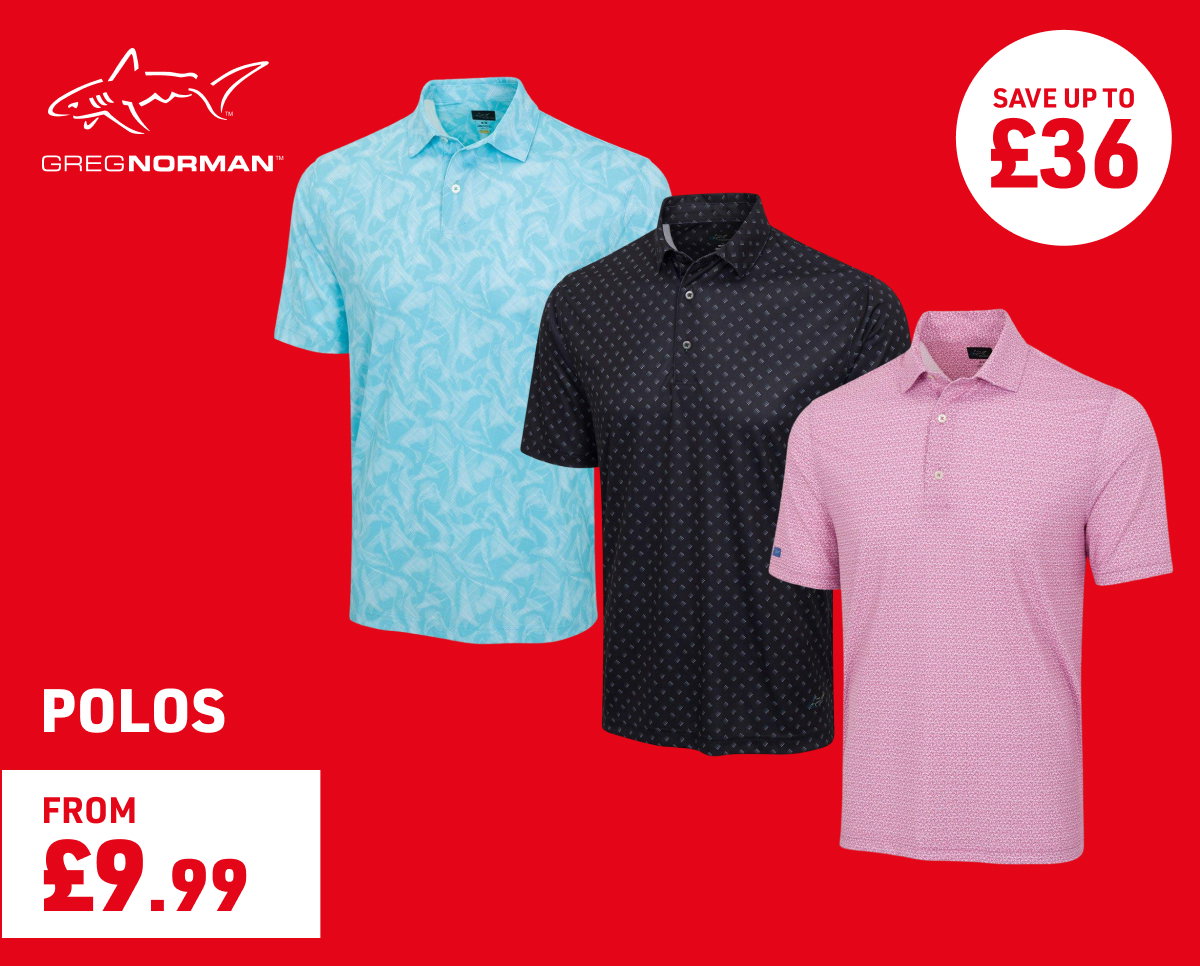 Greg Norman Polos from £9.99 - Save up to £36