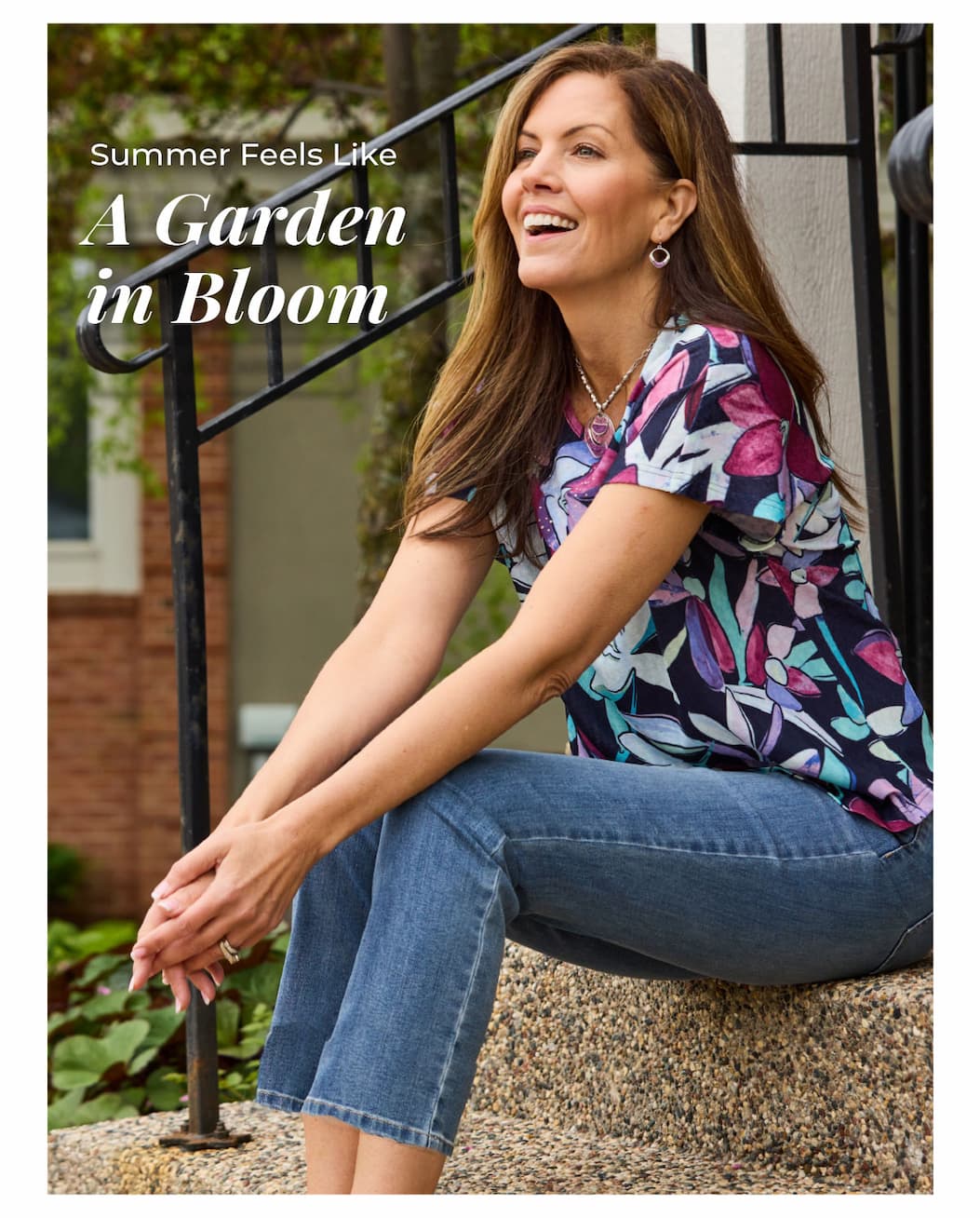 Embellished Painted Floral Print Dolman Tee