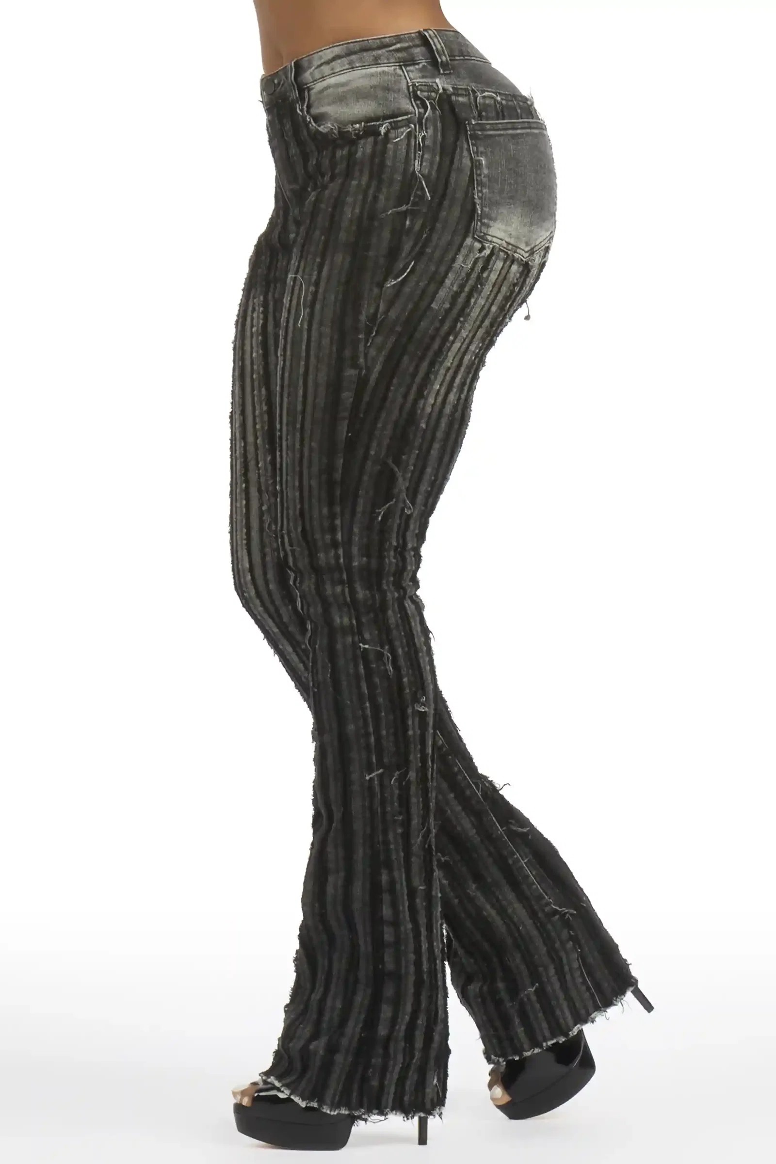Image of Natalia Grey Wash Stacked Flare Jean