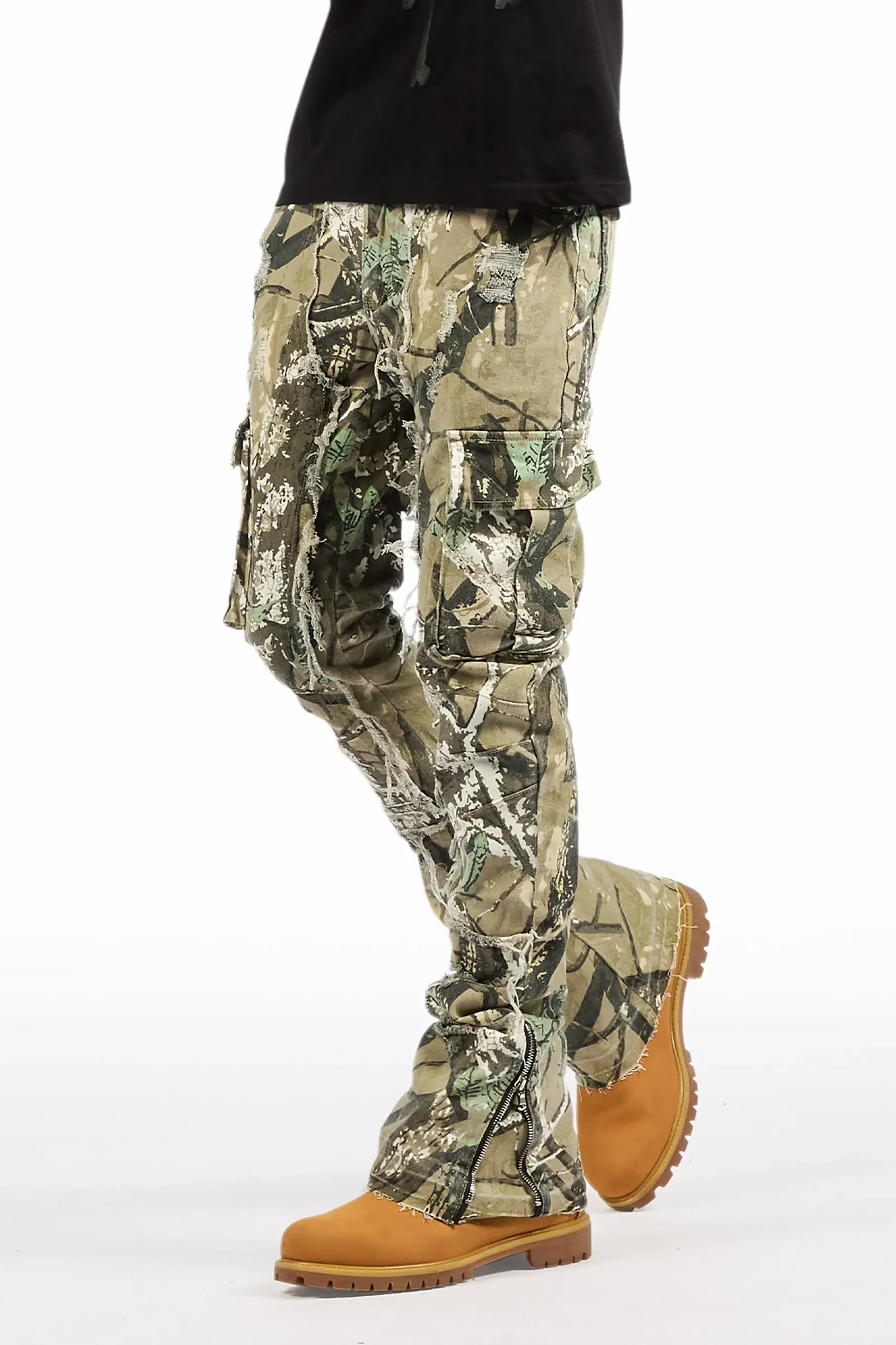 Image of Aftermath Tree Camo Stacked Flare Jean