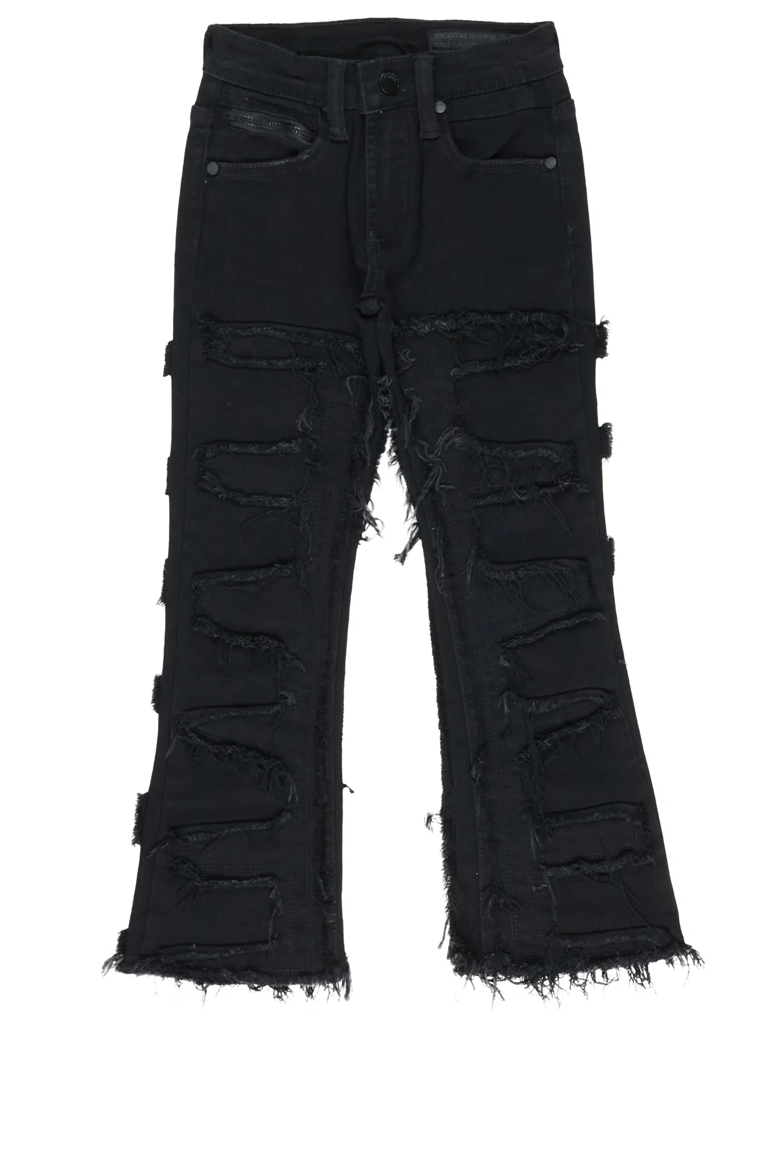 Image of Girls Zariyah Black Stacked Flare Jean
