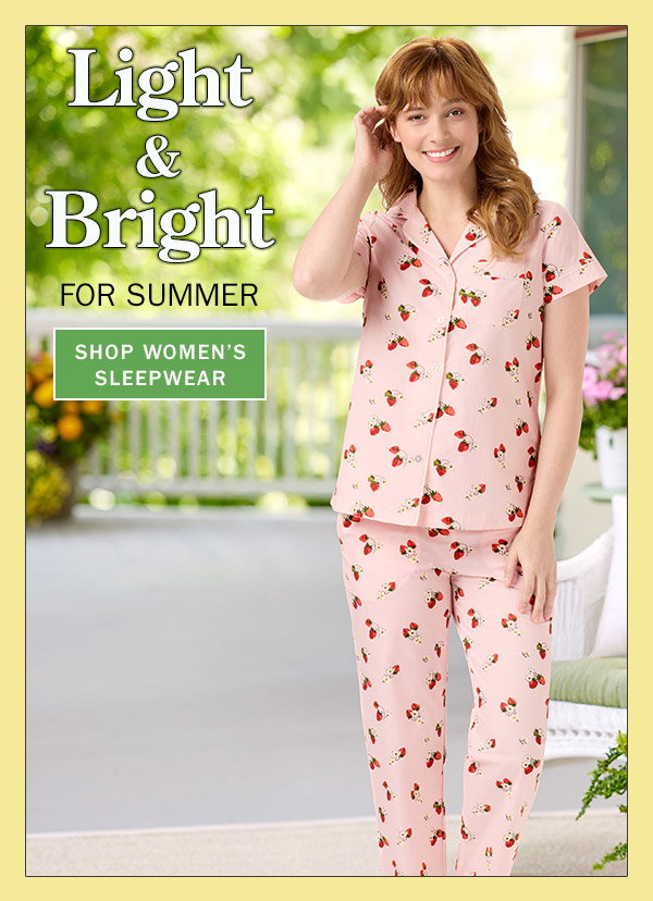 Light & Bright for Summer. Shop Women's Sleepwear. New Colors: Ella Simone Strawberry Fields Cotton Pajama Set
